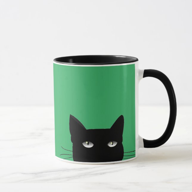 PEEKING UP BLACK CAT COFFEE MUG (Right)