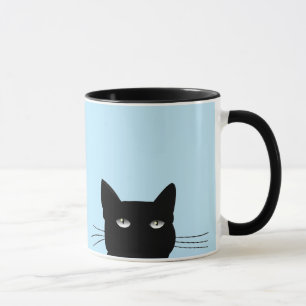 PEEKING UP BLACK CAT COFFEE MUG