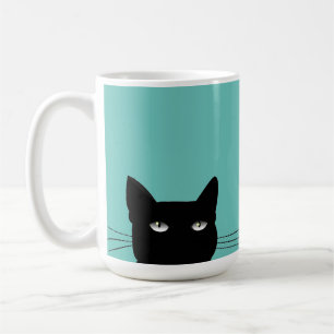PEEKING UP BLACK CAT COFFEE MUG