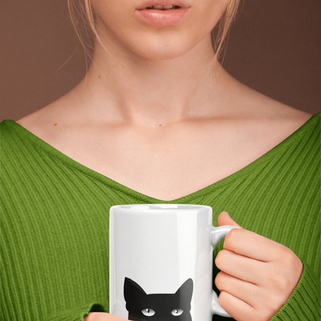 PEEKING UP BLACK CAT COFFEE MUG (Creator Uploaded)
