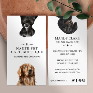 Peeking Watercolor Dogs Pet Care Grooming & Salon Business Card