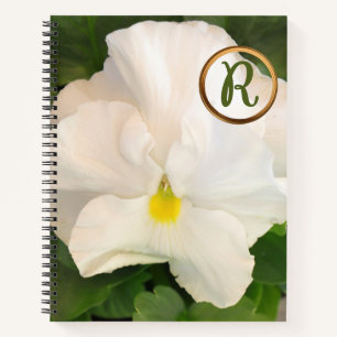 Peeking Yellow in White Floral Name Notebook