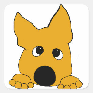 peeking yorkie black and gold square sticker
