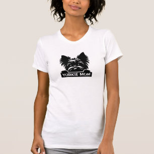 Peeking Yorkie Black Silhouette Yorkie Mum  T-Shirt
