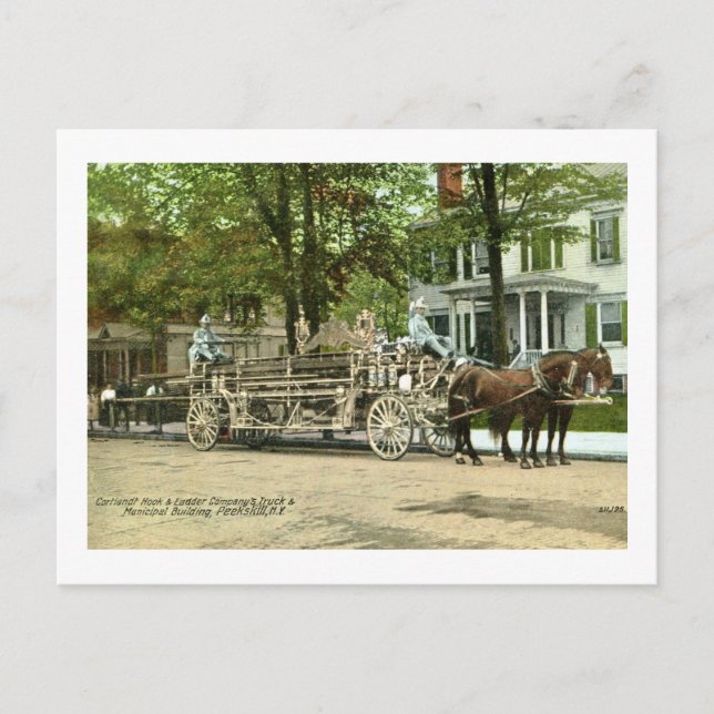 Peekskill, N.Y., Cortland Hook & Ladder Fire Truck Postcard (Front)