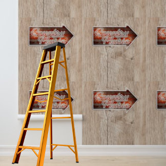 Peel and Stick country music wood sign Wallpaper
