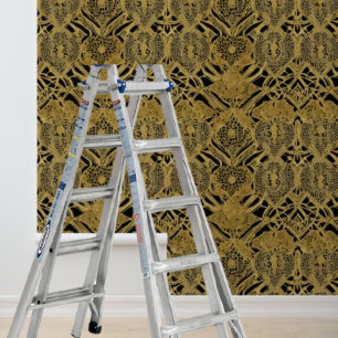 Peel and stick gold pattern on black background wallpaper