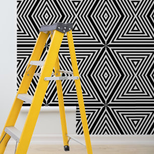 Peel and stick modern black white stripes diamonds wallpaper