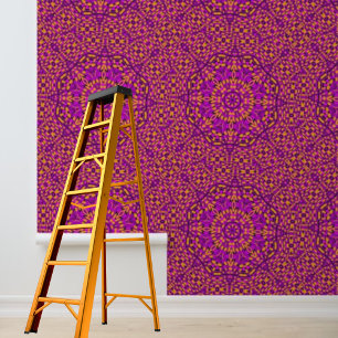 Peel and stick pink black orange mandala circles wallpaper