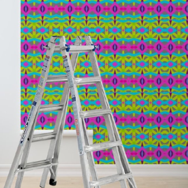 Peel and stick wallpaper bold pink blue yellow (Creator Uploaded)