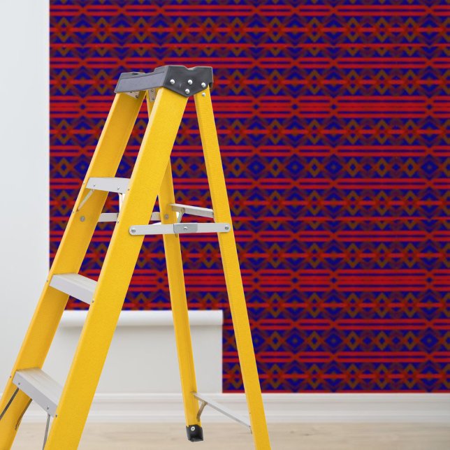 Peel Stick Aztec geometric pattern blue red brown Wallpaper (Peel Stick Aztec geometric pattern blue red brown Wallpaper)