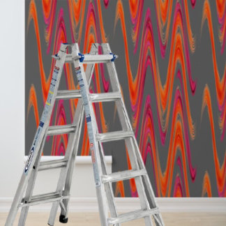 Peel stick modern grey orange zig-zag pattern wallpaper
