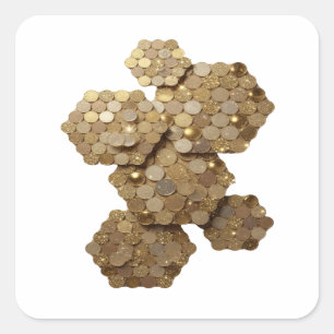 Peelable Gold Abstract Decal Design Square Sticker