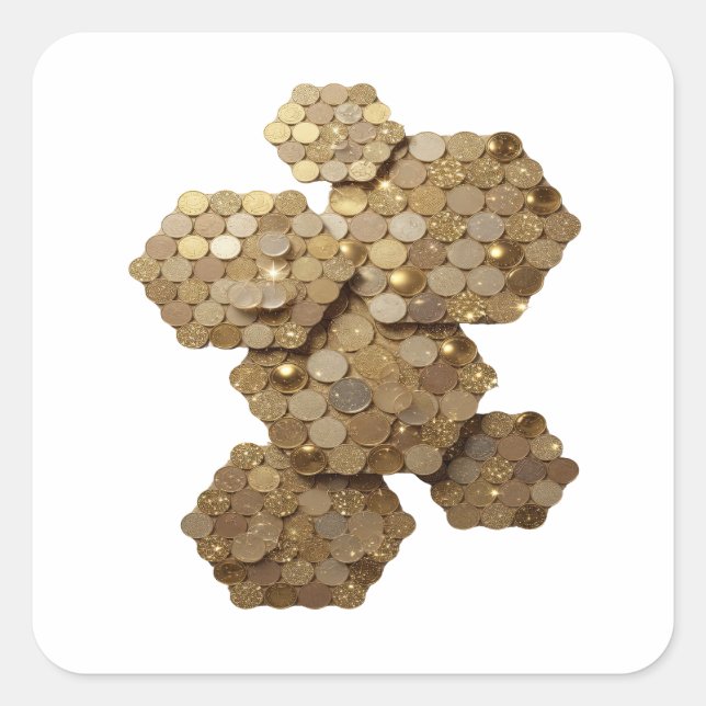 Peelable Gold Abstract Decal Design Square Sticker (Front)
