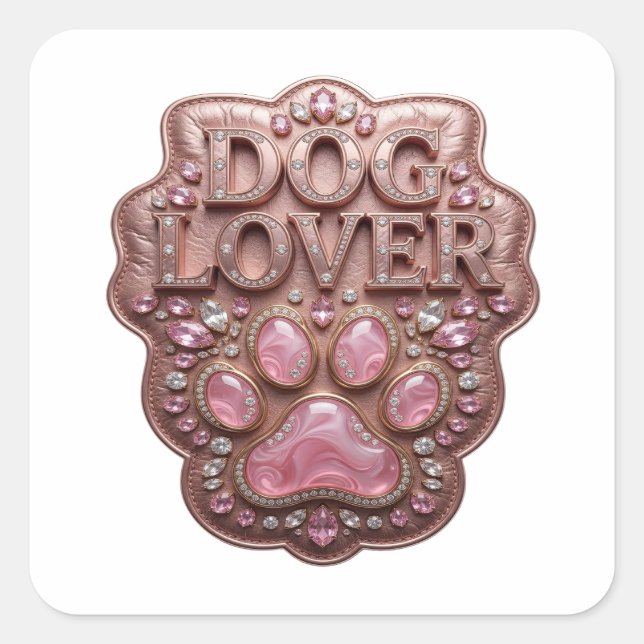 Peelable Gold DOG LOVER Square Sticker (Front)
