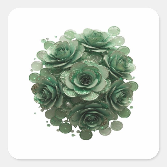 Peelable Green GREEN ROSES Sticker Print (Front)