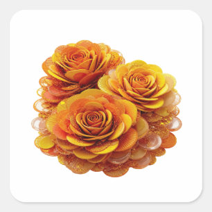 Peelable Orange ORANGE ROSES AND COINS Sticker