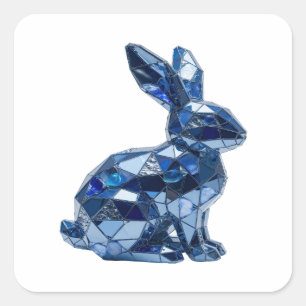 Peelable Silver BLUE RABBIT Sticker Motif
