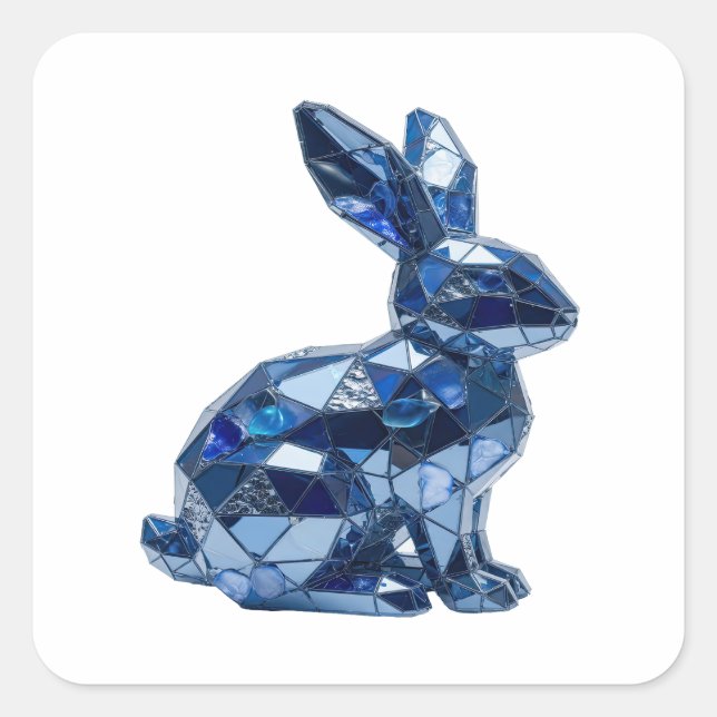 Peelable Silver BLUE RABBIT Sticker Motif (Front)