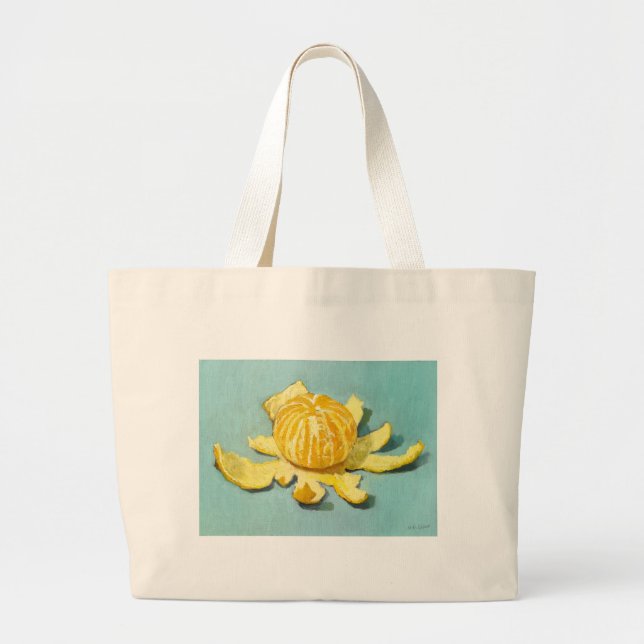 Peeled Clementine Still-life Large Tote Bag (Front)