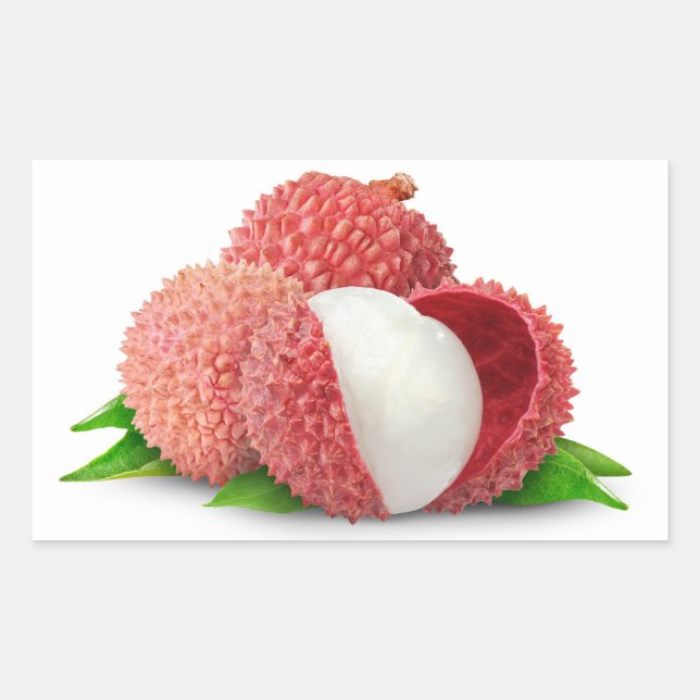 Peeled lychee fruits rectangular sticker (Front)