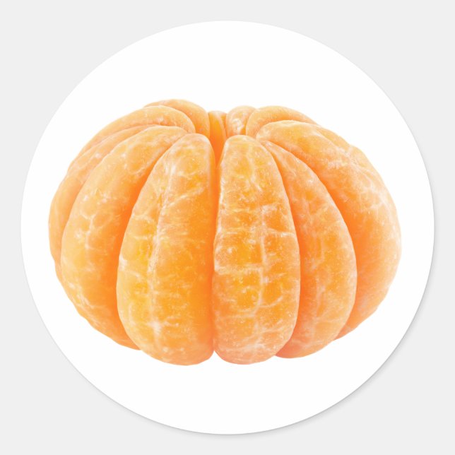 Peeled tangerine classic round sticker (Front)