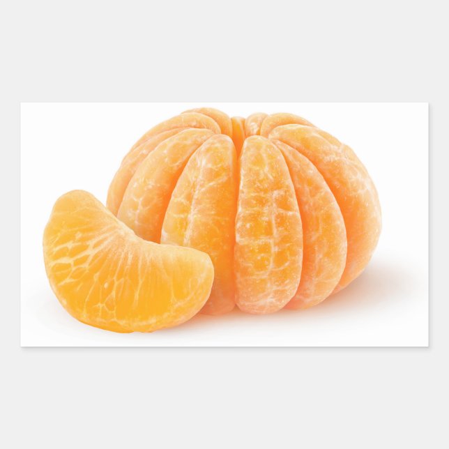 Peeled tangerine rectangular sticker (Front)
