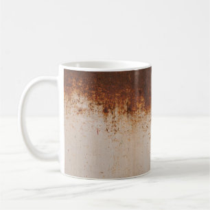 Peeling paint, rusty wall texture. coffee mug