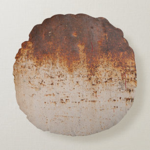 Peeling paint, rusty wall texture. round cushion