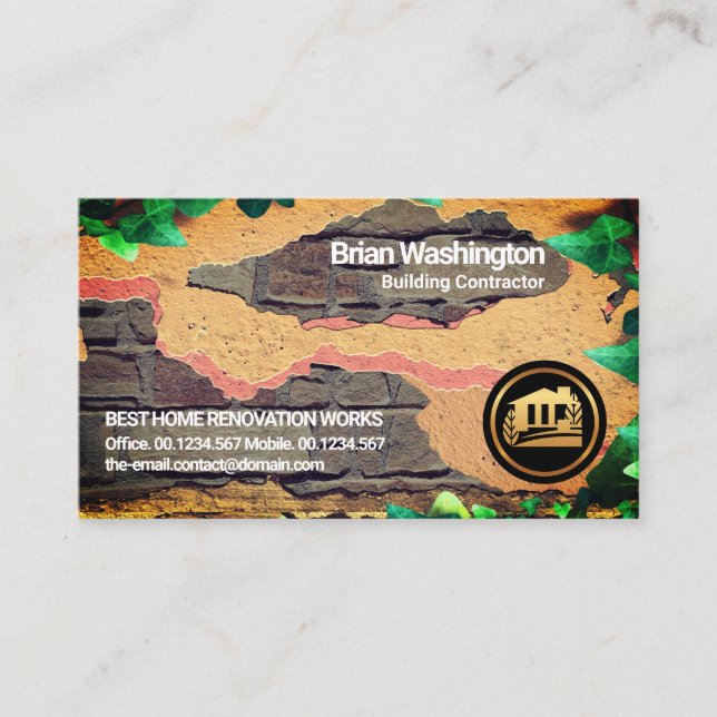 Peeling Plaster Old Brick Stone Wall Masonry Business Card (Front)