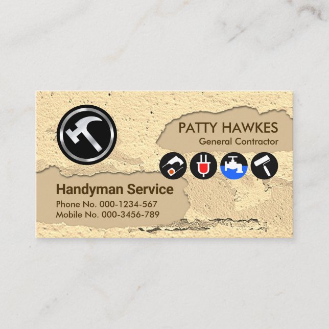Peeling Plaster Paint Handyman Business Card (Front)