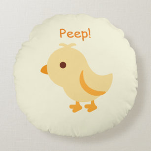 Peep Chick Yellow Cute Nursery Boys Girls Round Cushion