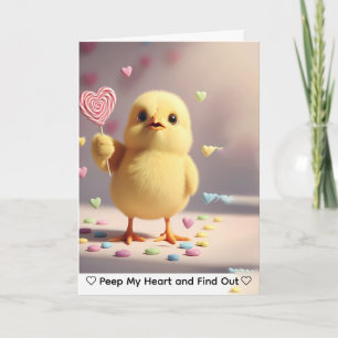  Peep My Heart and Find Out Cute Chick Valentine's Holiday Card