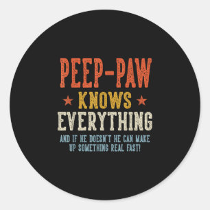 Peep-paw knows everything father's day retro classic round sticker
