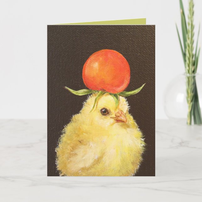 Peep with cherry tomato hat card (Front)