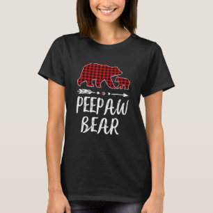 Peepaw Bear Christmas Pajama Red Plaid Buffalo Fam T-Shirt