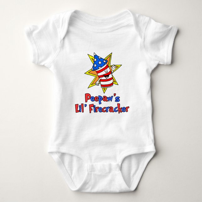 Peepaw's Little Firecracker Baby Bodysuit (Front)