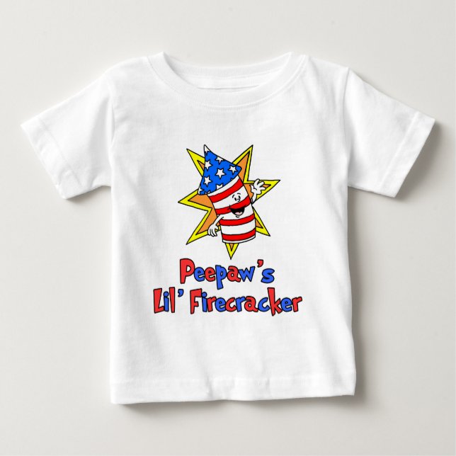 Peepaw's Little Firecracker Baby T-Shirt (Front)
