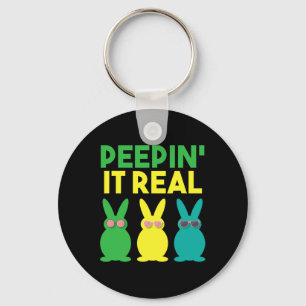 Peepin' It Real Bunny Lover Cool Easter Squad Fun Key Ring