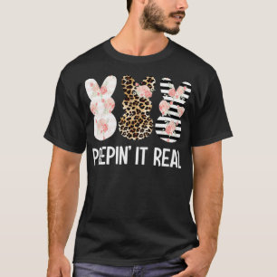 Peepin' It Real Cute Bunny Rabbit Leopard Easter T-Shirt
