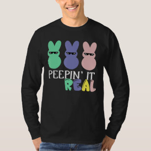 Peepin It Real Cute Rabbit Face Trio With Glasses T-Shirt