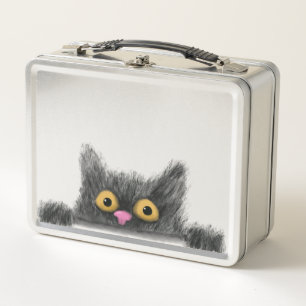 Peeping Cat  Metal Lunch Box