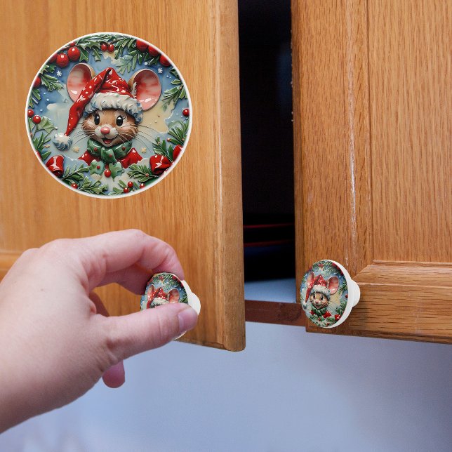 Peeping Mouse Christmas Ceramic Knob (Creator Uploaded)