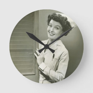 Peeping Nurse Round Clock
