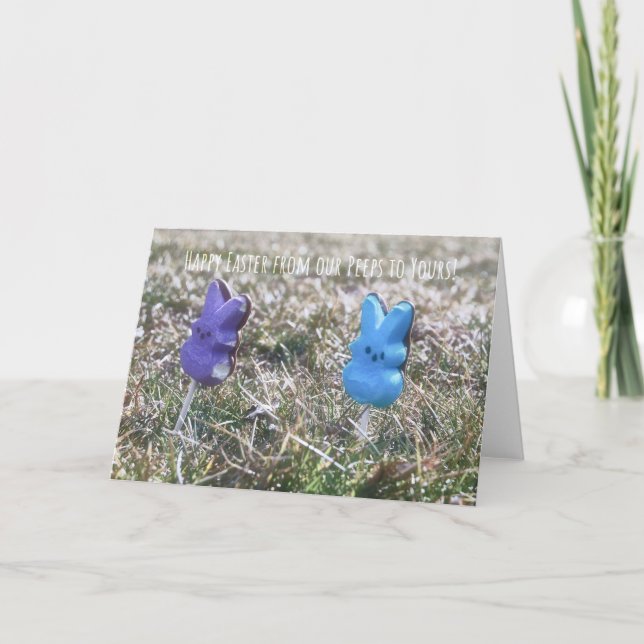 PEEPS IN THE GRASS Greeting Card (Front)