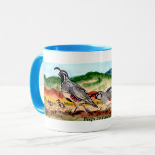 "Peeps on Parade" Quail Family Artwork on Mug