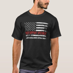 Peer Support Specialist USA Flag Profession Retro  T-Shirt
