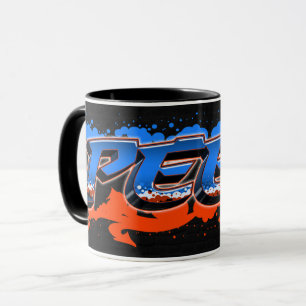 Peer Vorname Name Graffiti blue orange Tasse Mug