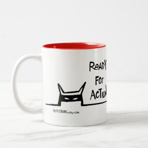 Peety Draws - Ready for Action Two-Tone Coffee Mug