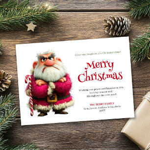 Peeved Santa funny editable Christmas greeting Holiday Card